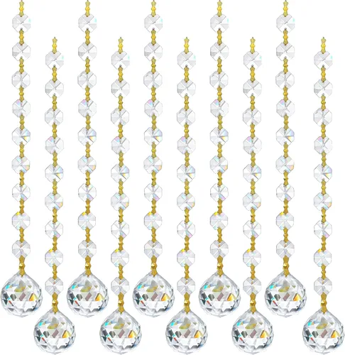 Vista 10 de Atrapasoles de cristal de 7 chakras, adornos de prismas de cristal colgantes con cuentas de arcoíris de 0.787 pulgadas para ventana, jardín