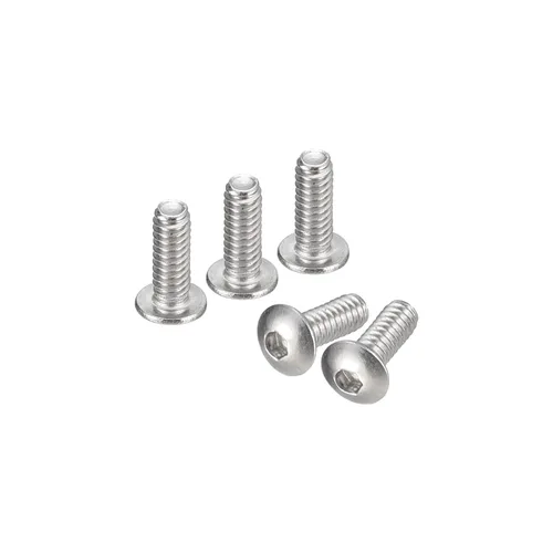Vista 24 de uxcell #2-56x1 Tornillos con cabeza de botón y muesca hexagonal, 50 unidades de pernos hexagonales de acero inoxidable 304, tornillos allen de rosca