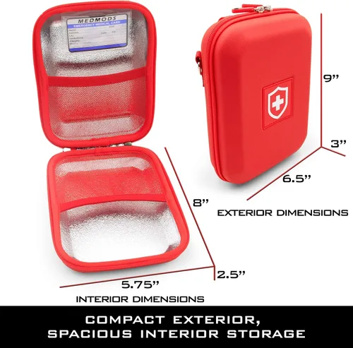 Vista 5 de MEDMODS - Estuche de viaje para enfriador de insulina y bolsa aislada para diabetes con bolsa de hielo, tarjeta de identificación, etiqueta