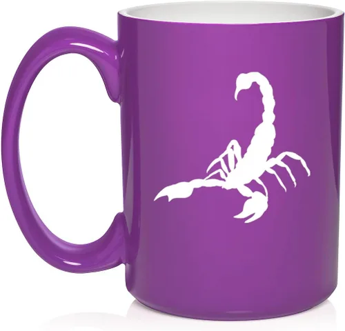 Vista 16 de Daylor Taza de café de cerámica Scorpion, regalo para ella, él, amigo, compañero de trabajo, esposa, esposo (11 onzas, azul)