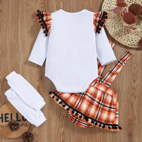 Vista 3 de My First Thanksgiving - Trajes de bebé para niña, disfraz de pavo recién nacido, manga larga, con volantes, falda con tirantes de 0 a 18 meses