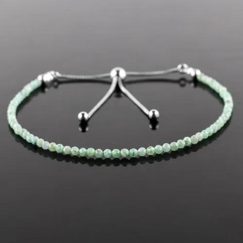 Vista 2 de OdrillionGems Pulsera de bolo de plata de ley 925 con cuentas redondas facetadas, hecha a mano, minimalista, cristales curativos, deslizante