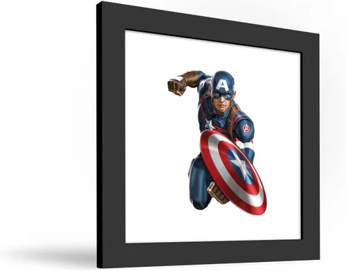 Vista 2 de Trends International Gallery Pops Marvel Comics Avengers - Póster de pared de Capitán América, 12 x 12 pulgadas, versión enmarcada en negro Versión