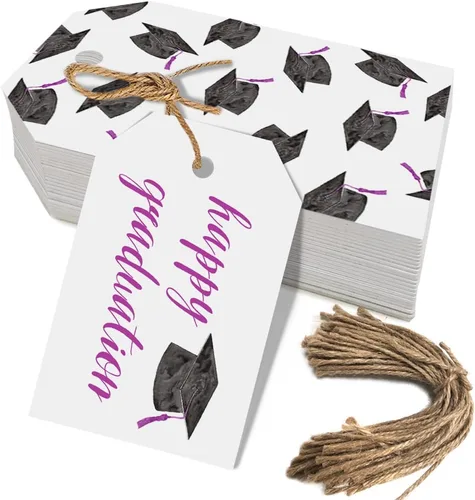 Vista 10 de 50 etiquetas de regalo de graduación, regalos de fiesta de graduación de felicitaciones para escuela secundaria o feliz universidad suministros