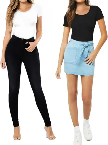 Vista 4 de MANGOPOP bodi con cuello redondo para mujer prenda de manga corta y manga larga