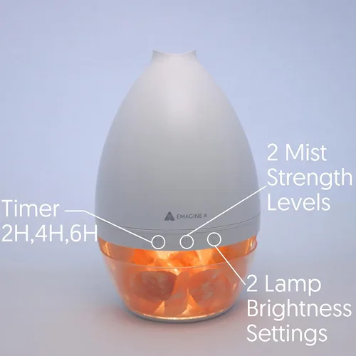 Vista 5 de Difusor de lámpara de sal del Himalaya, humidificador ultrasónico con niebla fría y aromaterapia, capacidad extra grande de 0.5 L