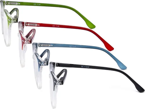 Vista 4 de Eyekepper Elegantes lentes de lectura de gran tamaño para mujer, paquete de 4 lectores redondos grandes para mujer +0.50