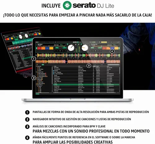 Vista 4 de Numark Mixtrack Pro FX Controlador Serato DJ con 2 cubiertas, mezclador, palas de efectos e interfaz de audio Mezclador EQ DJ de 2 cubiertas, 3