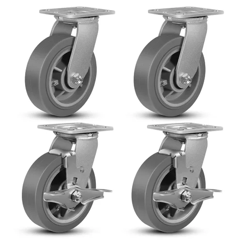 Vista 13 de Ruedas giratorias resistentes de 4 pulgadas, rueda de goma industrial, ruedas giratorias con freno, paquete de 1 con capacidad de hasta 600 libras