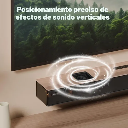 Vista 8 de Hiwill WoNoble A502 - Barra de sonido Dolby Atmos de madera de 5.2.2 canales, barra de sonido todo en uno para Smart TV con subwoofer doble