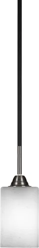 Vista 239 de Toltec Lighting Paramount - Mini colgante de 1 luz en acabado negro mate con cristal de arte perla de 7 pulgadas y estilo negro