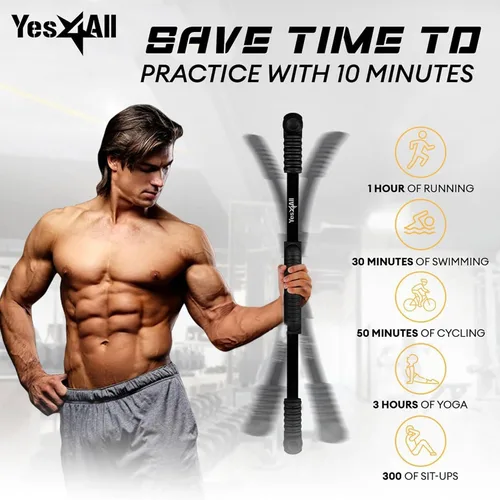 Vista 6 de Yes4All Flex Bar, Elastic Fitness Bars with Strong Fiberglass & TPE Material, 2in1 Functional Exercise Bar, 9.5 inch Comfortable Grip, High