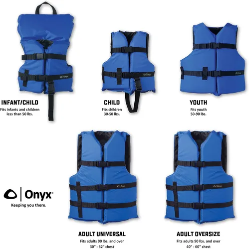 Vista 4 de Onyx Youth Life Jacket – Coast Guard Approved, General Purpose Boating Vest for Kids, Safety Flotation Device