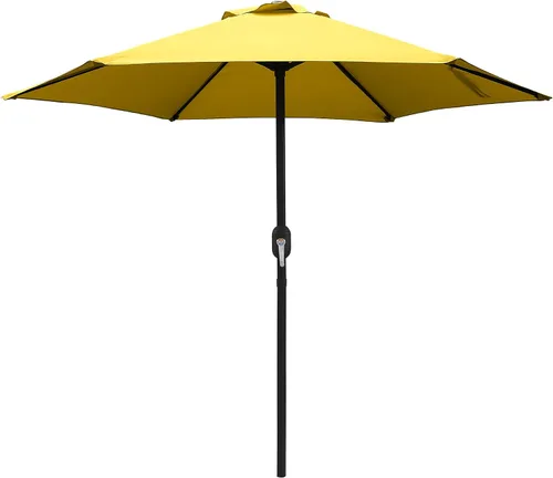Vista 8 de ABBLE Sombrilla de patio al aire libre de 7.5 pies con manivela, resistente a la intemperie, sombrilla de protección UV, duradera, 6 varillas de Agua