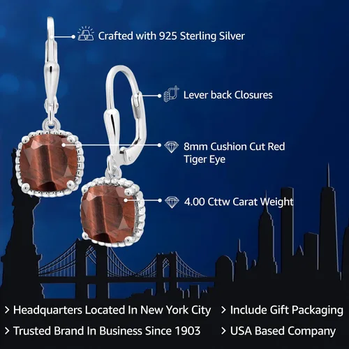 Vista 79 de Gem Stone King Aretes colgantes de plata de ley 925 de 0.315 pulgadas para mujer