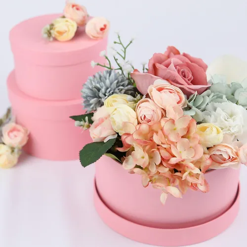 Vista 2 de Cajas de regalo anidadas de lujo, color rosa con tapas, paquete de 4, cinta pequeña de 17 pies para dama de honor, San Valentín, día de la madre