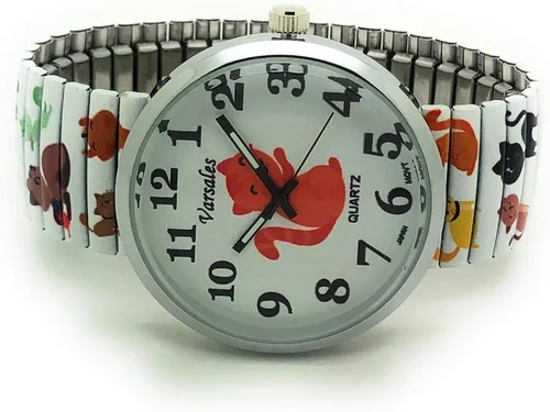 Vista 2 de Varsales Reloj de moda analógico de cuarzo para mujer, diseño de gatito y gato