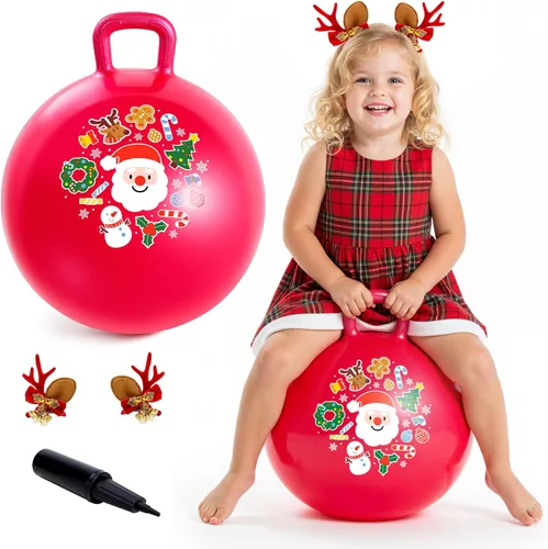Vista 10 de Pelota saltarina, juguetes de dinosaurio para saltar para niños, pelota hinchable de 18 pulgadas con asa, juguetes saltarines azules inflables