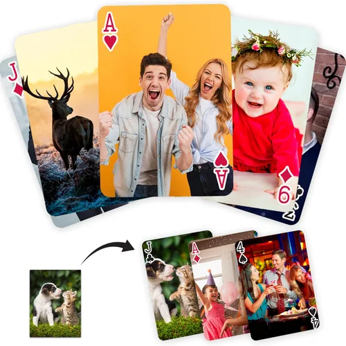 Vista 8 de Playing Card Deck Personalizado - Naipes personalizados con foto - Imprime tu texto/diseño en todas las cartas personalizadas - Regalo para bodas