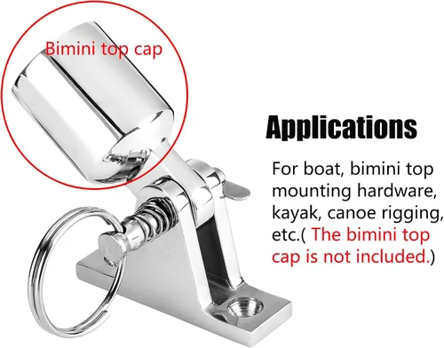 Vista 5 de TINGZHIGO Bisagra de cubierta superior Bimini con pasador de liberación rápida, accesorios de montaje superior Bimini Bisagra de cubierta de 90°
