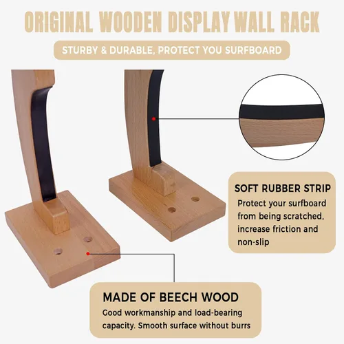 Vista 3 de Tablas de surf de madera para montar en la pared para almacenar y exhibir tus tablas de surf/skimboards/patinetas