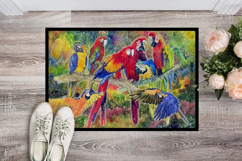 Vista 2 de Caroline's Treasures 8600JMAT - Felpudo de loro de 24 x 36 pulgadas, para interiores y exteriores, para entrada, antideslizante, lavable, pelo bajo