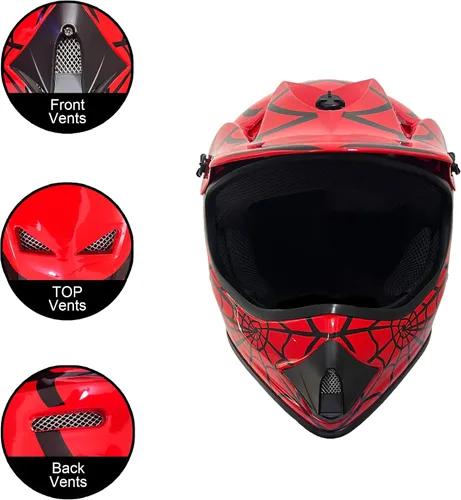 Vista 2 de KRN Casco ATV Todoterreno para Jóvenes y Niños Aprobado por DOT - Motocicleta Motocross Bicicleta de Tierra KY-B12