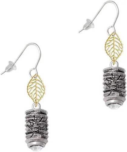 Vista 2 de Delight Jewelry Pendientes franceses de flor de cerezo con linterna china en tono dorado, Metal Acero inoxidable Zinc, No es una piedra preciosa