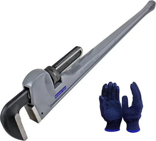 Vista 13 de Llave de tubo de aluminio de 10 pulgadas, 1-5/8"/41mm de abertura de mordaza Cr-Mo ajustable, llaves de fontanería de mango recto resistente