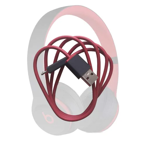 Vista 4 de Cable de audio auxiliar de repuesto original para auriculares Beats by Dre Solo/Studio/Pro/Detox/Wireless con micrófono rojo+cable cargador