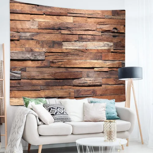 Vista 5 de JAWO Tapiz rústico de madera para colgar en la pared, tela de poliéster, 40 x 30 pulgadas, decoración de sala de estar, dormitorio, comedor