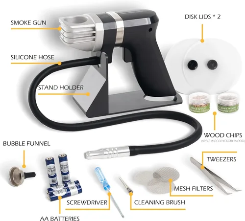 Vista 6 de Pistola portátil de mano para ahumar en frío, ahumador eléctrico, pistola infusora de humo para interiores y fríos, kit de cóctel para alimentos