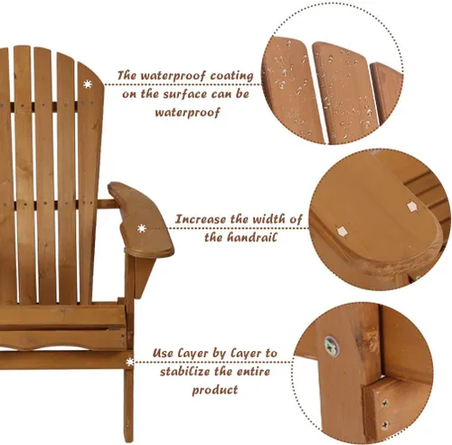 Vista 5 de Dkeli Adirondack - Silla de patio al aire libre, plegable, resistente a la intemperie, con brazos, silla reclinable de madera maciza para hoguera