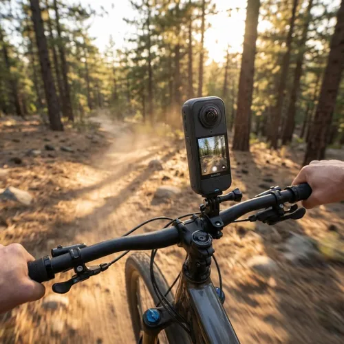 Vista 3 de Insta360 Paquete estándar de cámara de acción X4 Air 360 Lente dual ligera impermeable 8K Sistema de estabilización para viajes, ciclismo