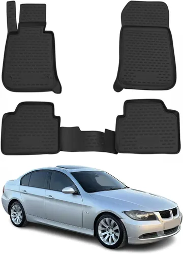 Vista 11 de OMAC Alfombrillas para BMW Serie 3, E46, E90, E91, E92, alfombrillas de coche para todo tipo de clima, 3D, ajuste personalizado, alfombrilla de goma