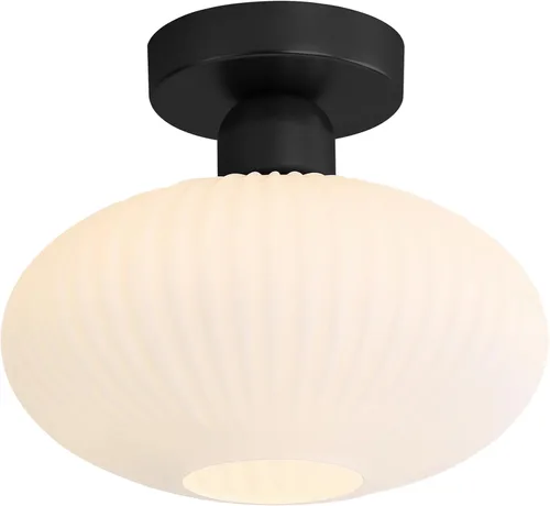 Vista 8 de KCO Lighting - Lámpara de techo de latón antiguo, lámpara de techo semiempotrada de vidrio de leche vintage, lámpara de techo pequeña dorada