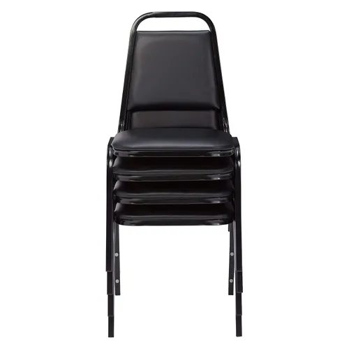 Vista 3 de National Public Seating NPS Serie 9100 Silla apilable de vinilo, Panther Black/Black, paquete de 4 (9110-B/4)