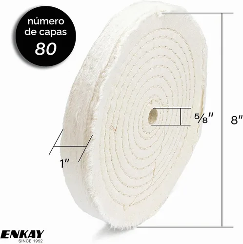 Vista 2 de ENKAY - Rueda de pulido cosida en espiral extra gruesa de 8 pulgadas (80 capas)