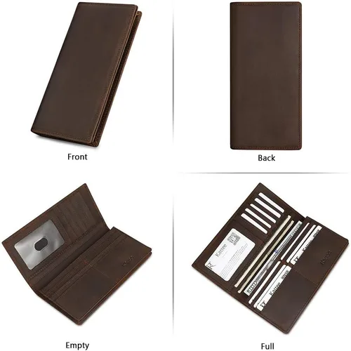 Vista 7 de Kattee cartera plegadiza clásica de cuero para hombre