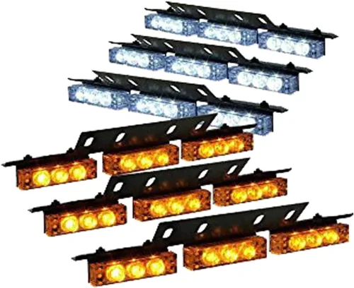 Vista 8 de 54 luces LED estroboscópicas intermitentes de uso de advertencia de emergencia para vehículo de emergencia para rejilla de tablero de parabrisas Azul