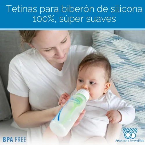 Vista 7 de Dr. Brown's Natural Flow - Tetina de silicona estrecha para biberón de bebés prematuros, flujo más lento, 0m+, tetina de biberón 100% silicona, 6