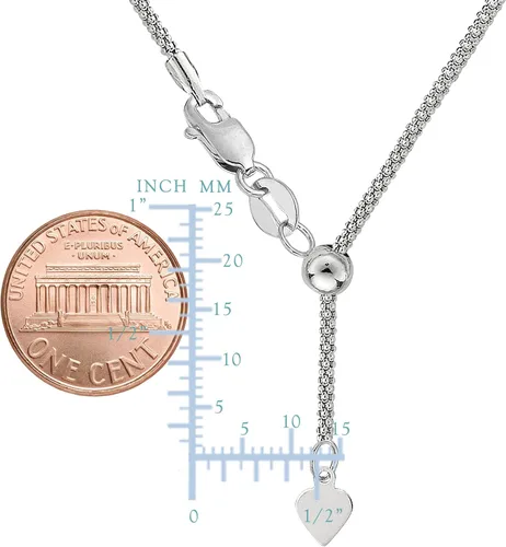 Vista 2 de Collar de cadena ajustable de oro blanco de 14 quilates 0051in 220in