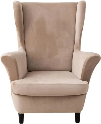 Vista 13 de Eco-Ancheng Wingback - Fundas para silla de 2 piezas para sillas con respaldo de ala, fundas de terciopelo lavables para sillas con respaldo de ala