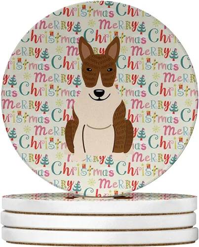 Vista 190 de Abyssinian Sand Terrier Merry Christmas - Posavasos grandes de piedra arenisca (4 unidades)