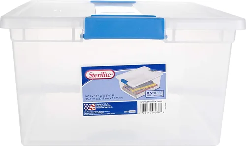 Vista 11 de Sterilite Paquete de 18 cajas de clip, contenedores apilables de plástico transparente con tapas de cierre, tamaño pequeño, suministros