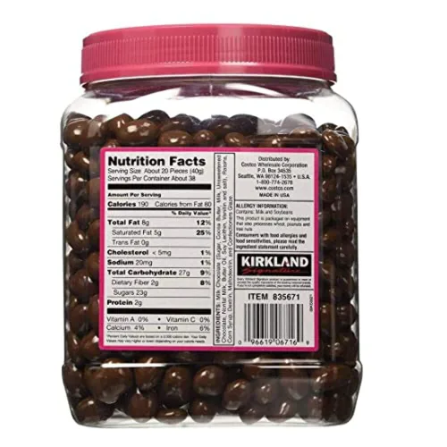 Vista 2 de Kirkland Pasas cubiertas de chocolate Signature 3.4 lbs