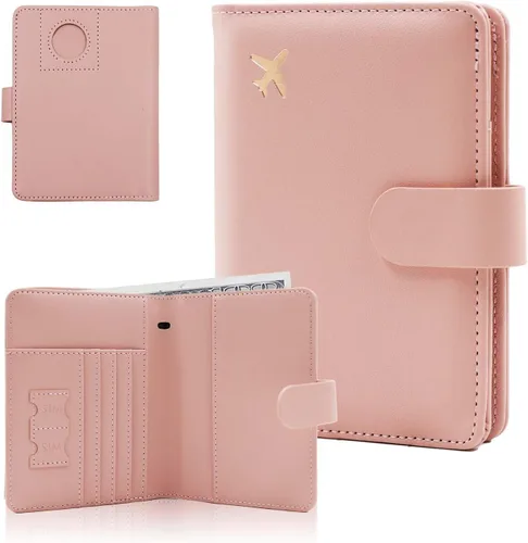 Vista 26 de Melsbrinna Funda de cuero prémium para pasaporte, impermeable, con bloqueo RFID, cartera de viaje con soporte para bolígrafo, bonito libro