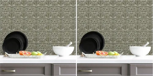 Vista 10 de RoomMates TIL4625FLT StickTiles Azulejos Adhesivos de Lata Dorada Despegar y Pegar para Salpicadero
