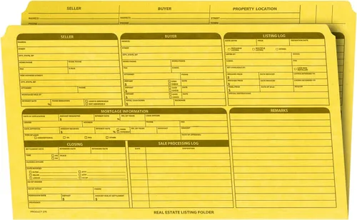 Vista 8 de NextDayLabels - Carpeta de listado de bienes raíces - Lista de panel derecho, preimpresa en cartulina duradera con lista de verificación de cierre