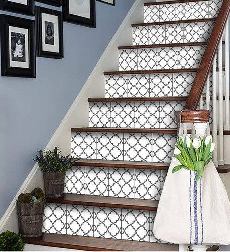Vista 9 de Mi Alma calcomanías para azulejos en blanco y negro para despegar y pegar calcomanías de azulejos, 24 unidades, para azulejos de baño y cocina